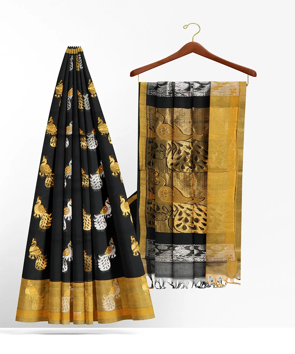 Black mustard butta handwoven rajahmundry cotton saree