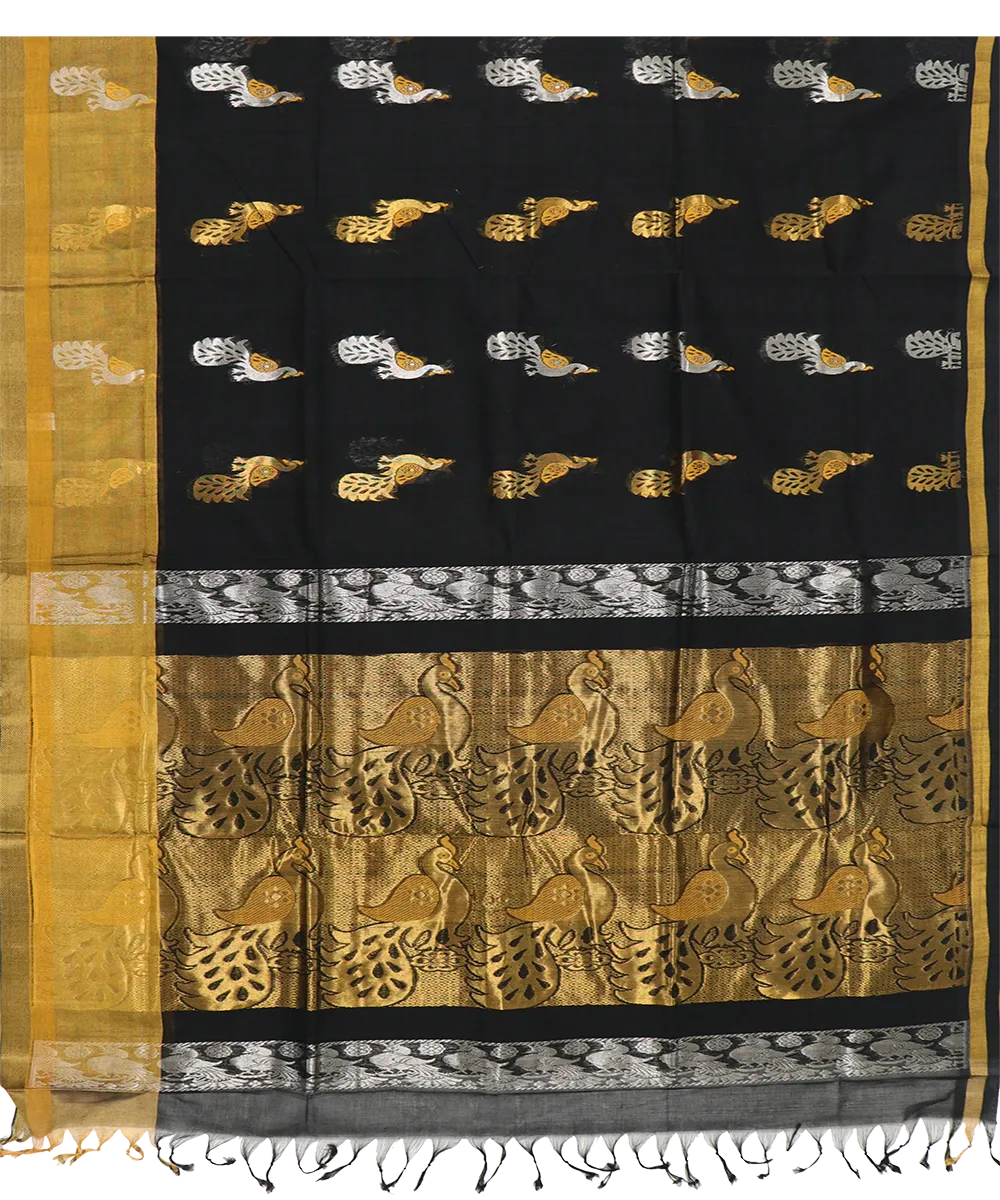 Black mustard butta handwoven rajahmundry cotton saree