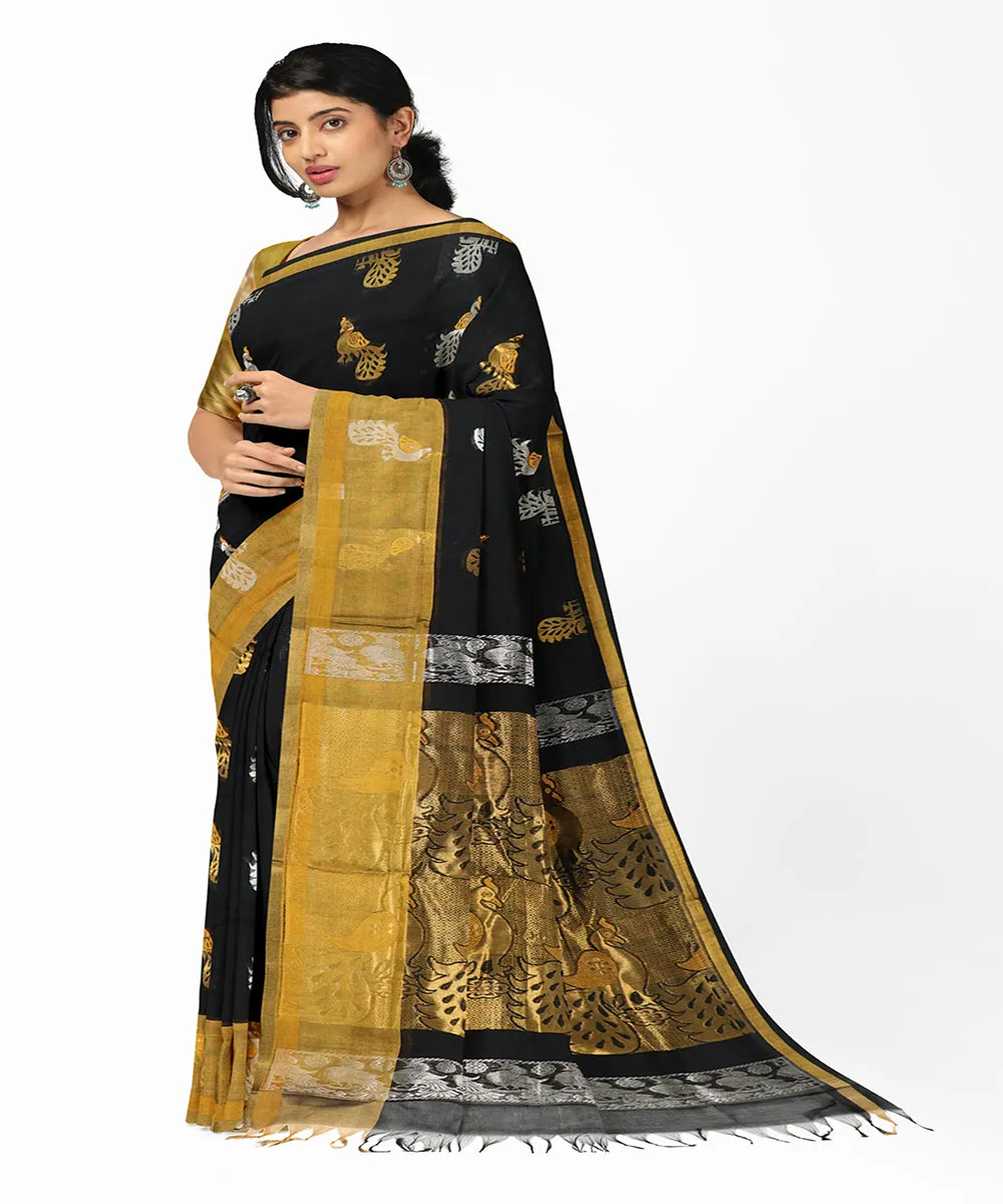 Black mustard butta handwoven rajahmundry cotton saree