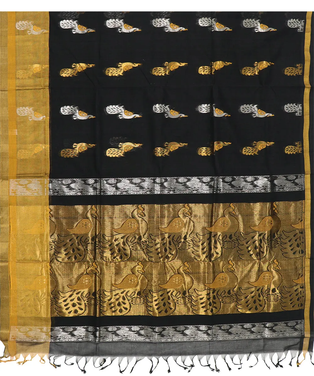 Black mustard butta handwoven rajahmundry cotton saree