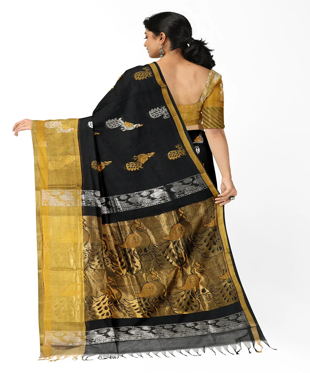 Black mustard butta handwoven rajahmundry cotton saree