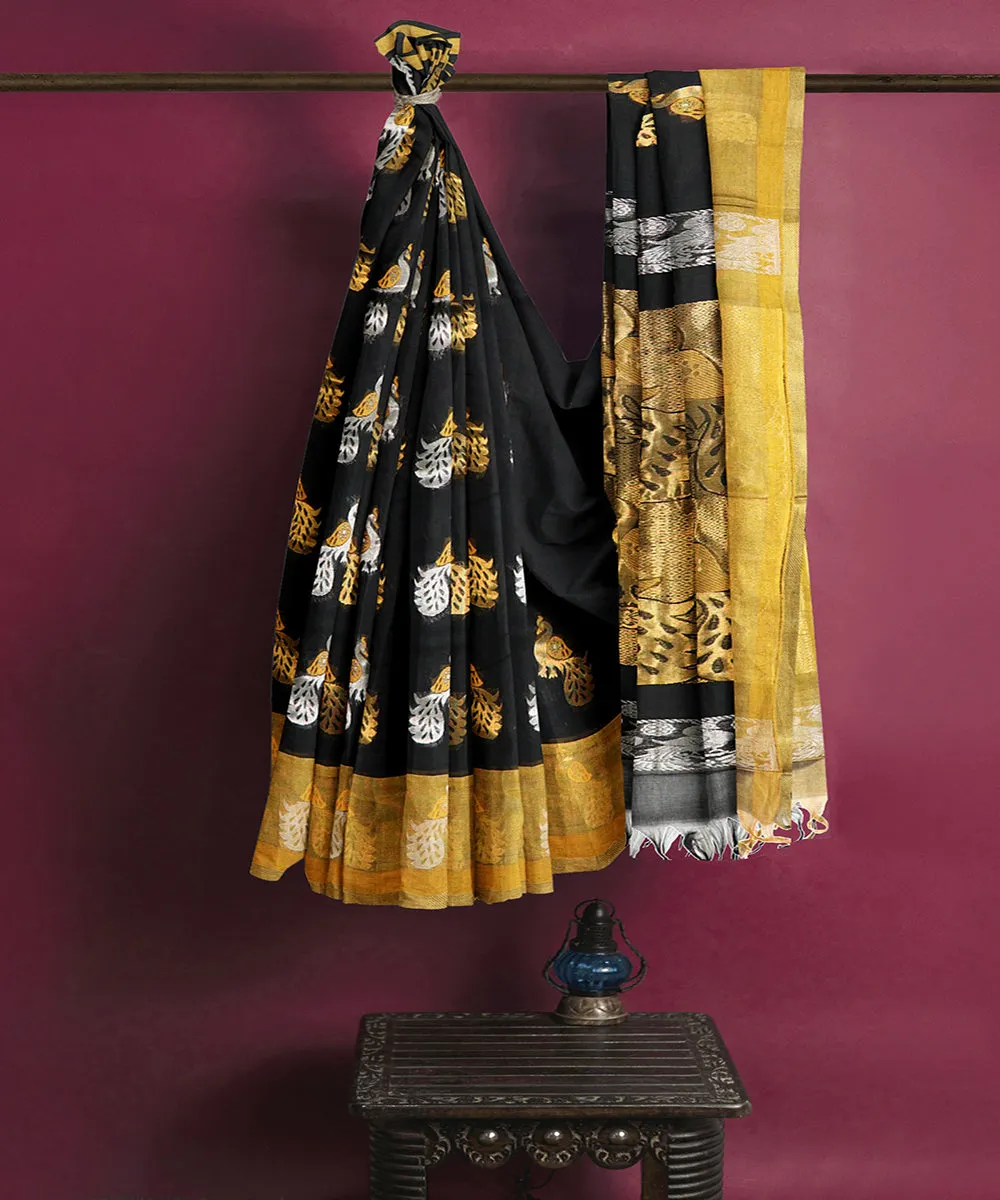 Black mustard butta handwoven rajahmundry cotton saree