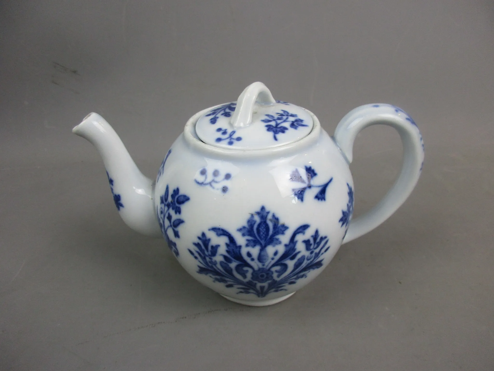 Blue & White Floral Design Transferware Tea Pot Antique Georgian c1820