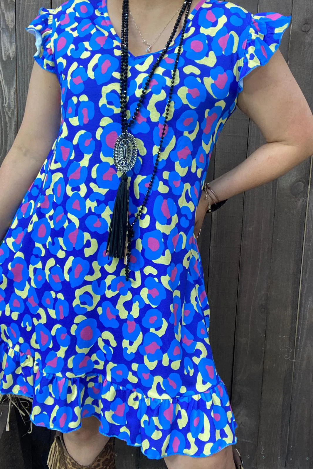 Blue Leopard Dress