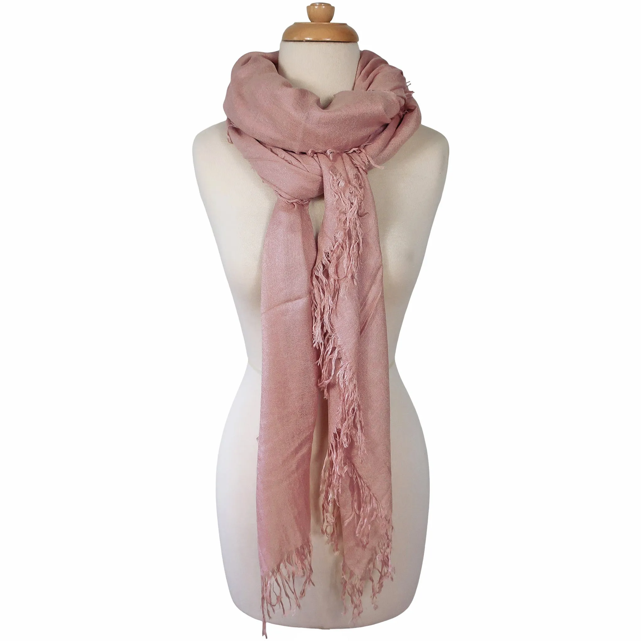 Blue Pacific Tissue Solid Modal and Cashmere Scarf Shawl in Misty Rose Pink