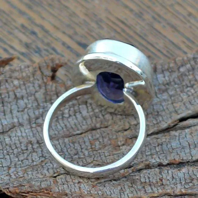 Blue Quartz Ring, 925 Sterling Silver Ring, Classic Bezel Set Gift Ring, Quartz Jewelry, Nickel Free Ring