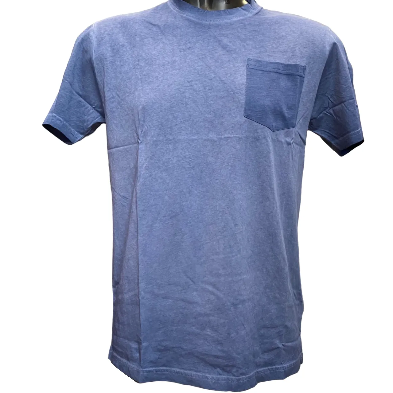 Bomboogie men's short sleeve t-shirt with pocket TM7906TJEP4 26F faded indigo