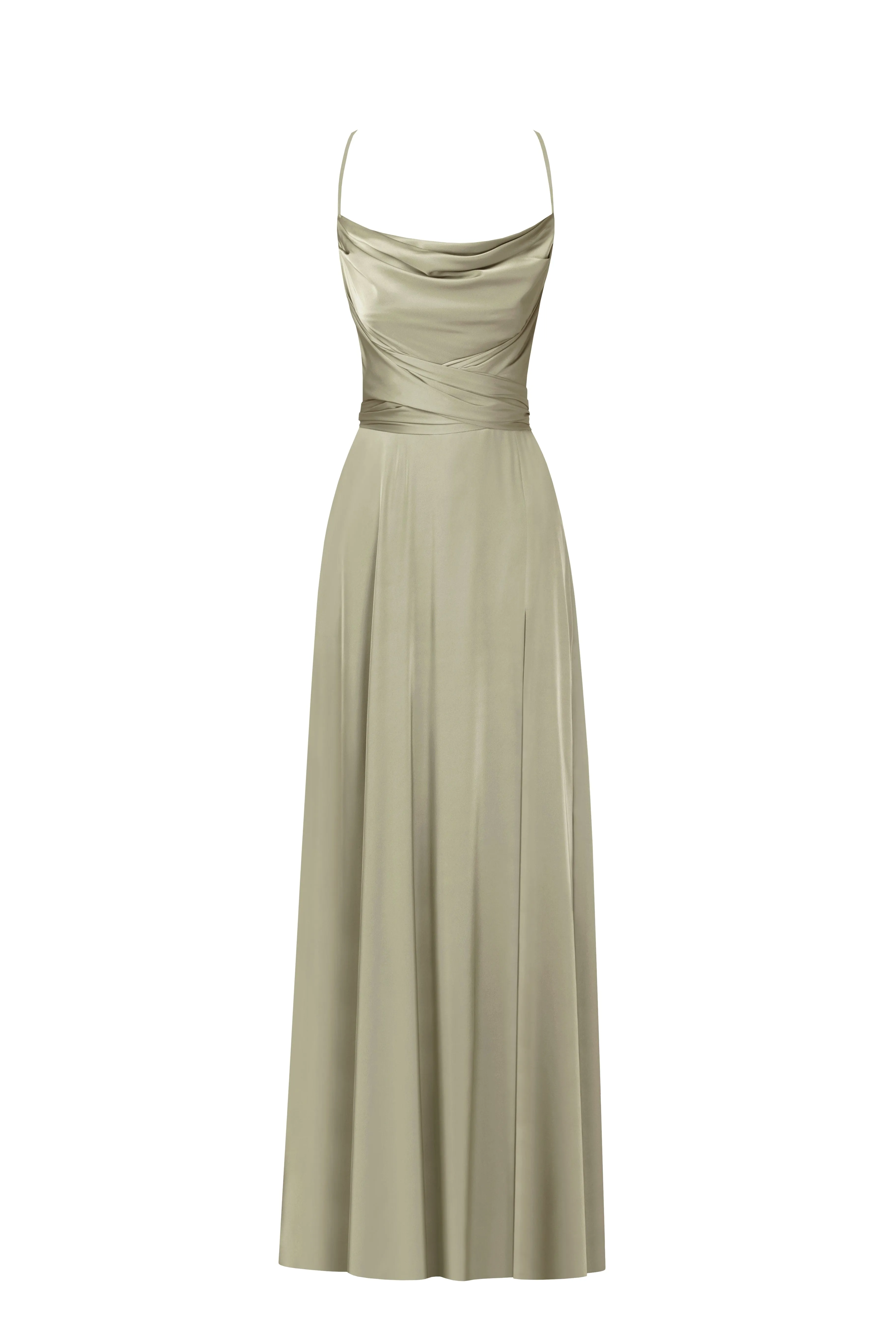 Boudoir olive silk slip dress