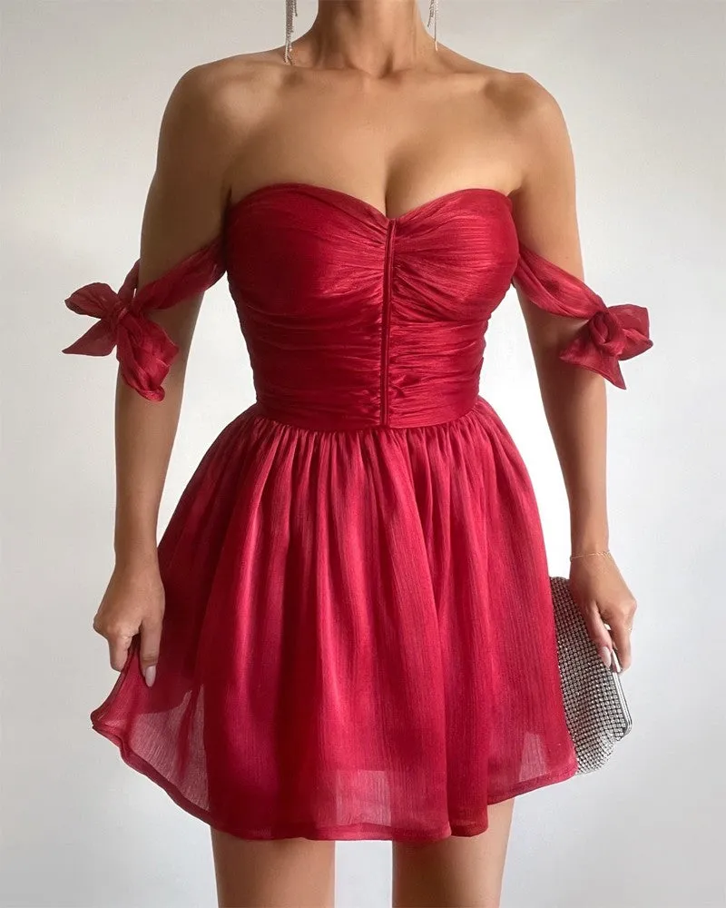 Bowknot Decor Ruched Party Dress