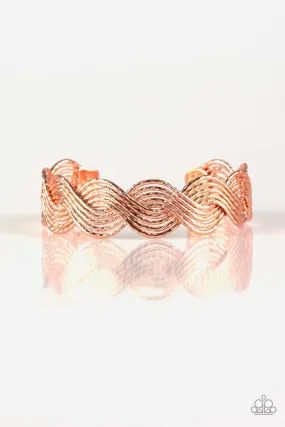 Braided Brilliance Shiny Copper Cuff Bracelet - Paparazzi Accessories