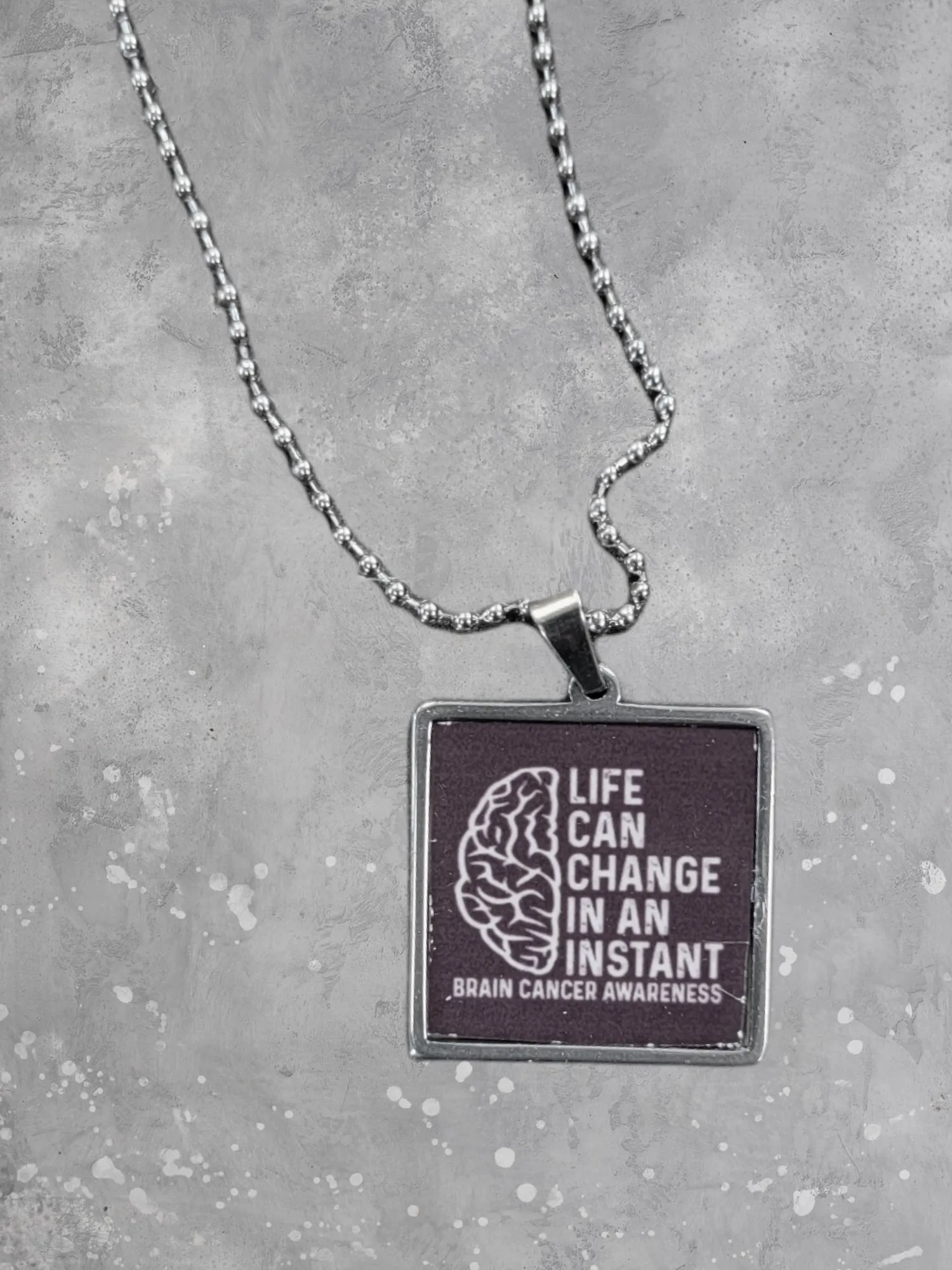 Brain Cancer Awareness Pendant Necklace - Go Gray Charity Necklace