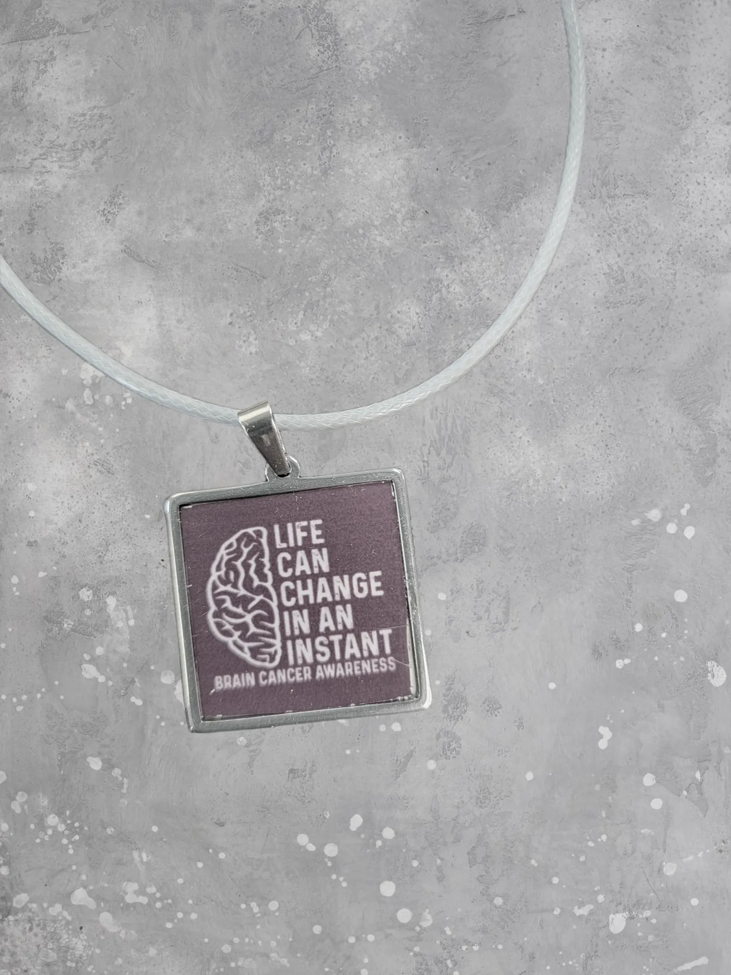 Brain Cancer Awareness Pendant Necklace - Go Gray Charity Necklace