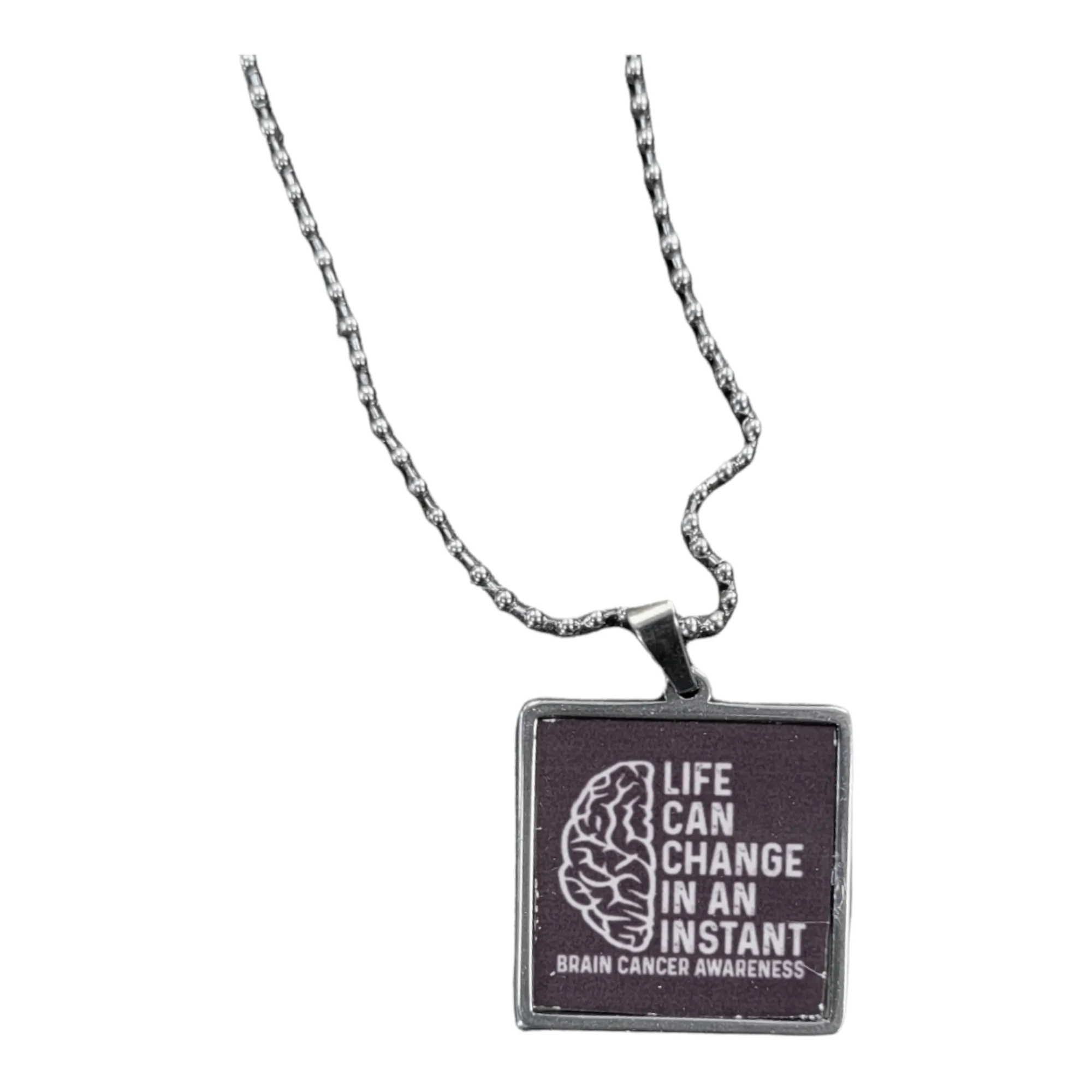 Brain Cancer Awareness Pendant Necklace - Go Gray Charity Necklace