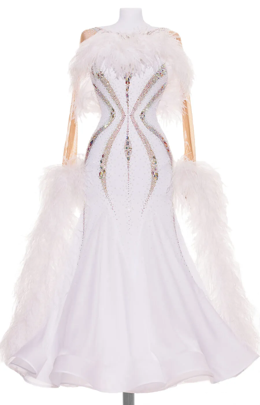 Breathtaking Feather Boa Ballroom Couture Dress