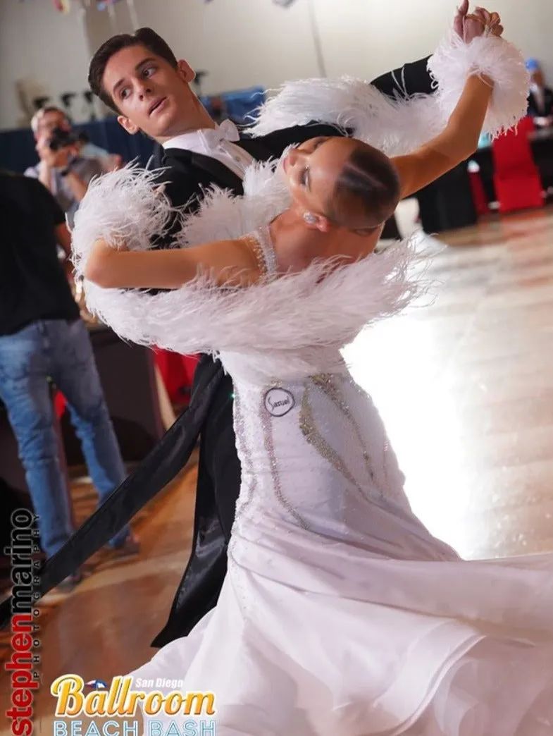 Breathtaking Feather Boa Ballroom Couture Dress