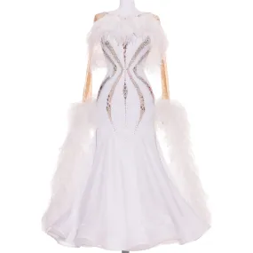 Breathtaking Feather Boa Ballroom Couture Dress