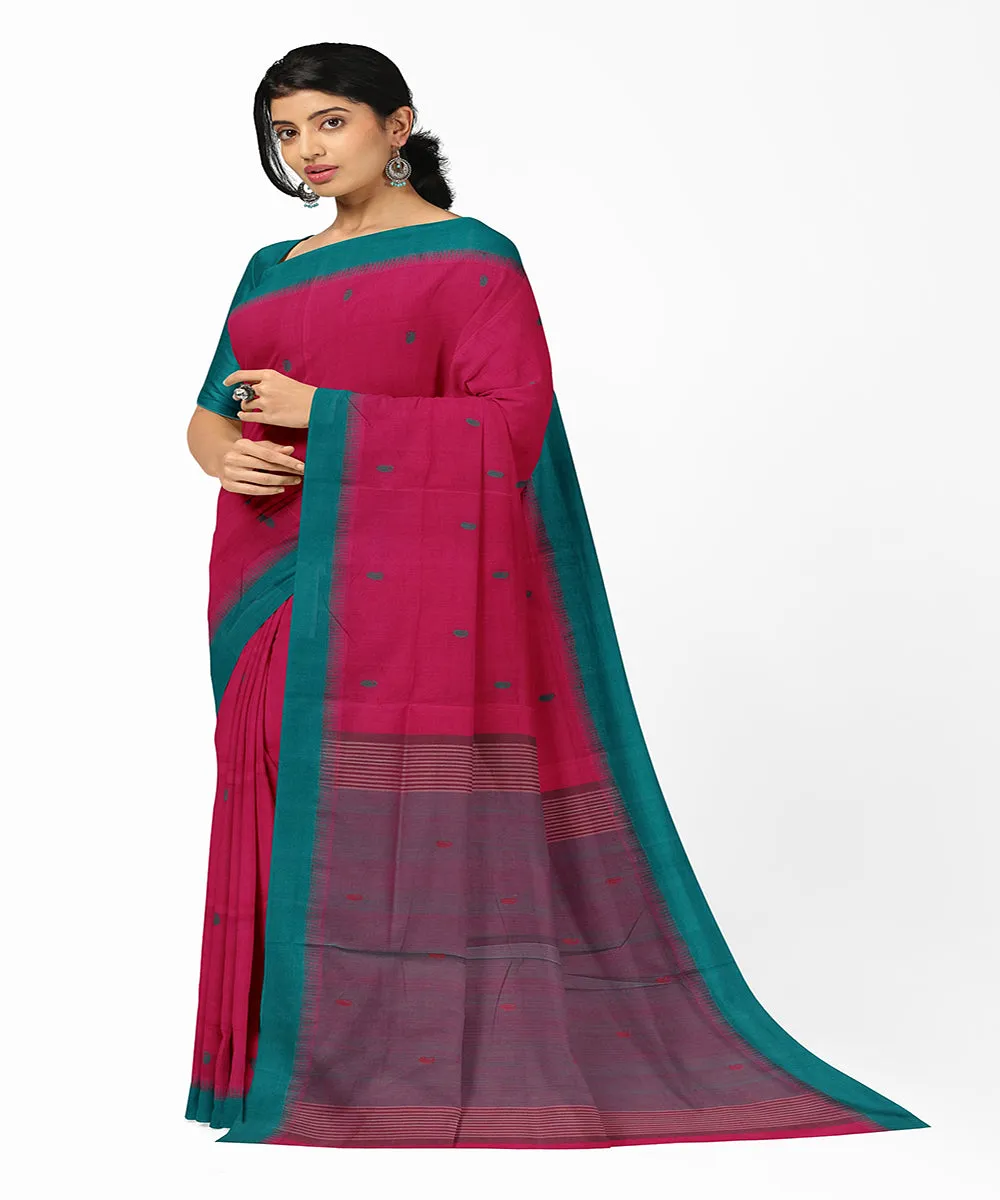 Brick red butta handwoven rajahmundry cotton saree