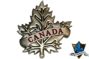 Canada  pewter MAPLE LEAF chrome  fridge magnet.