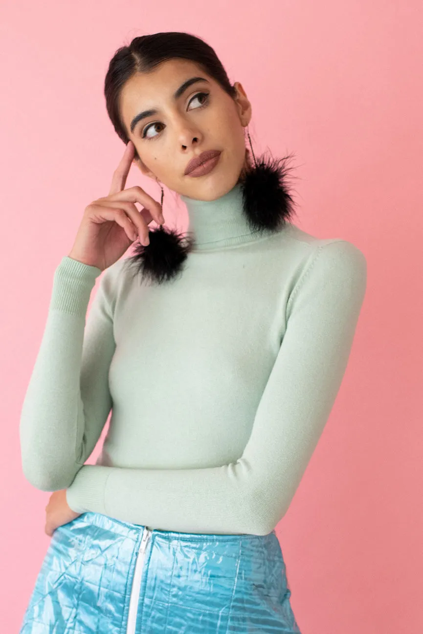 Celadon Green Peachskin Long Sleeve Turtleneck