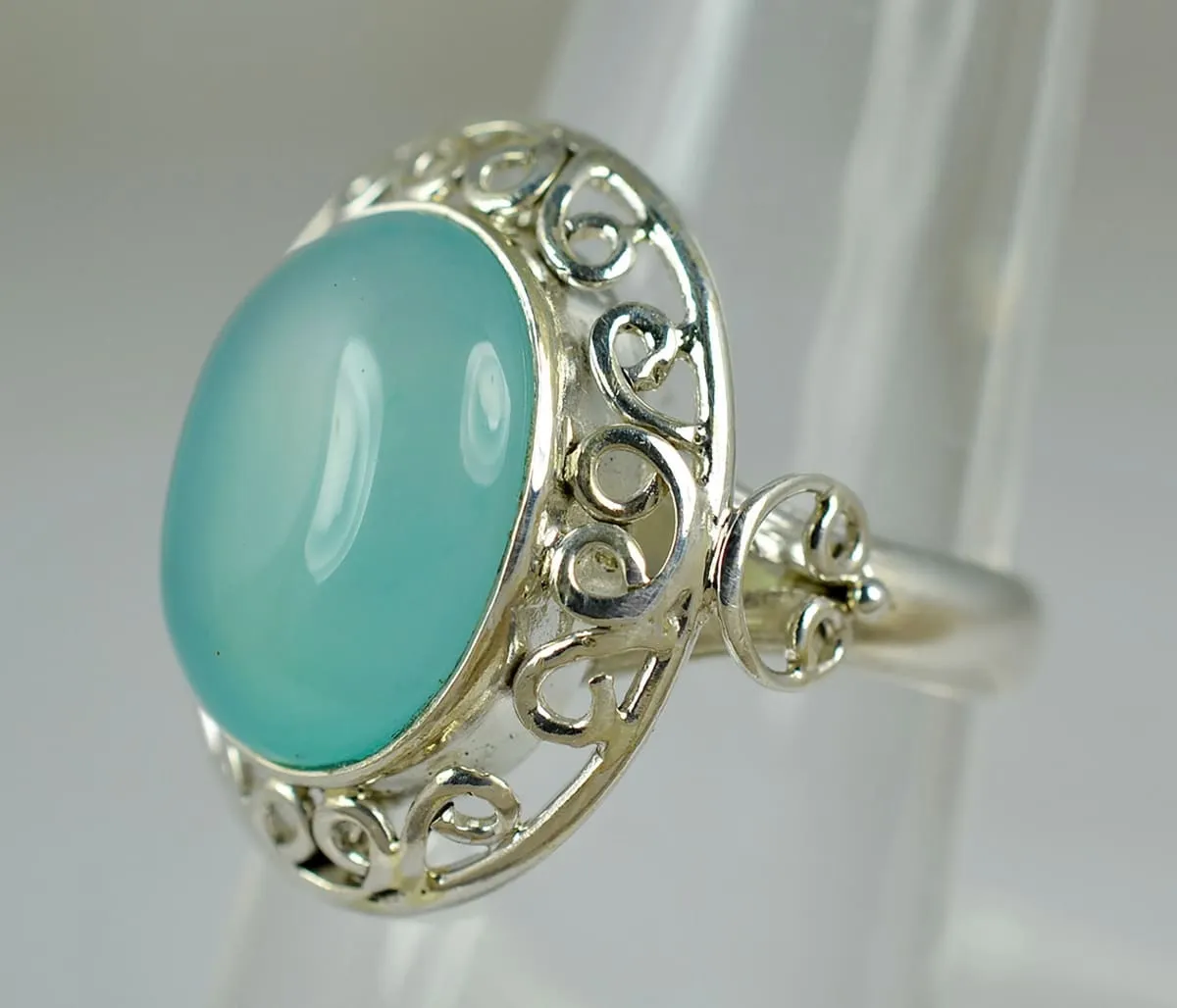 Chalcedony 925 Solid Sterling Silver Handmade Ring Size 3 -14 US