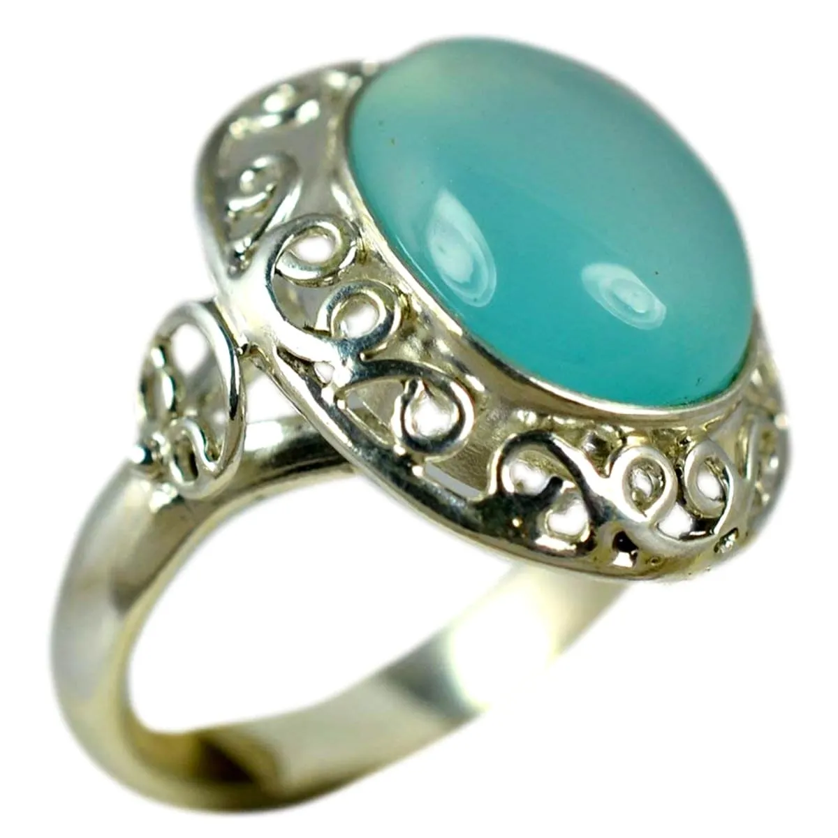 Chalcedony 925 Solid Sterling Silver Handmade Ring Size 3 -14 US