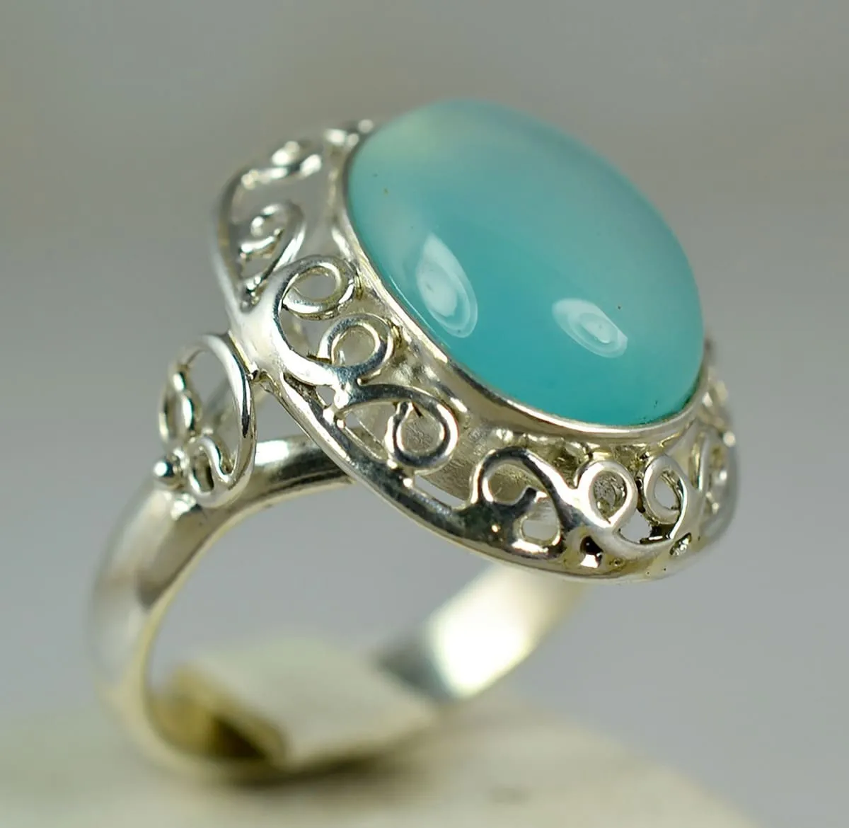 Chalcedony 925 Solid Sterling Silver Handmade Ring Size 3 -14 US