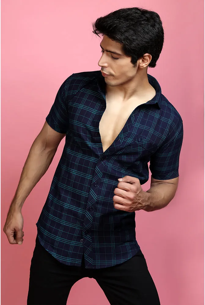 Check Shirt for Men - Men Casual Green Checked Shirt