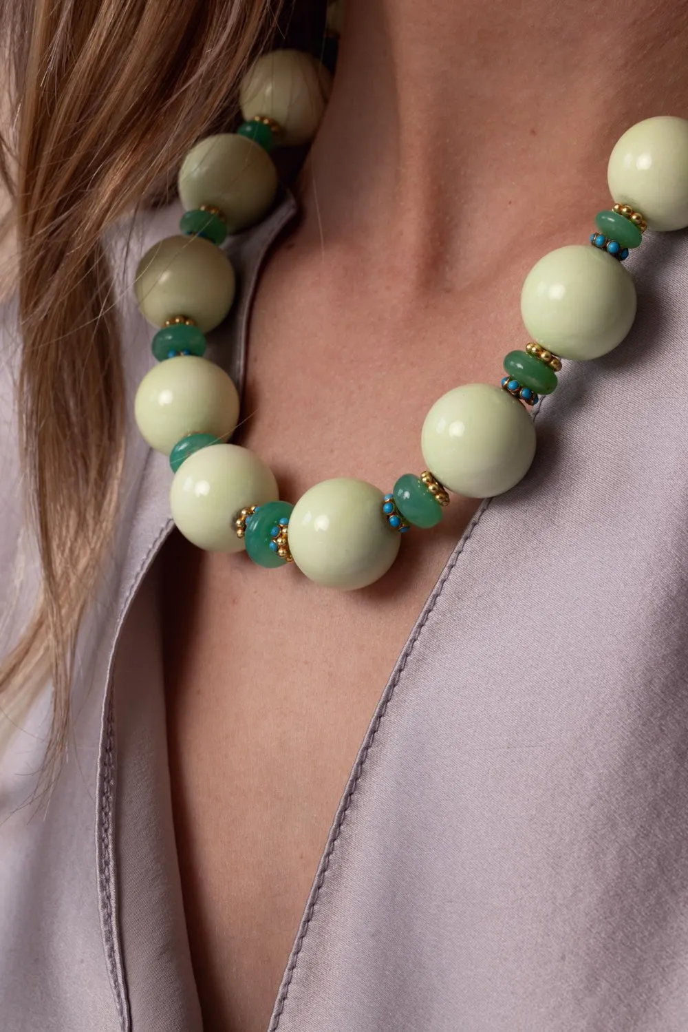 Chrysoprase Tsavorite Beaded Necklace