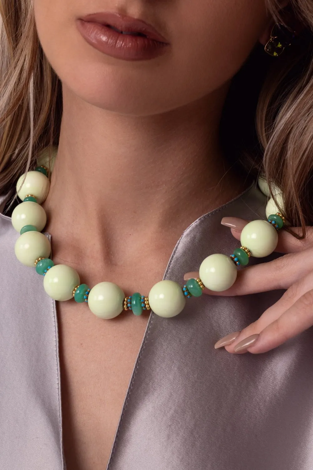 Chrysoprase Tsavorite Beaded Necklace