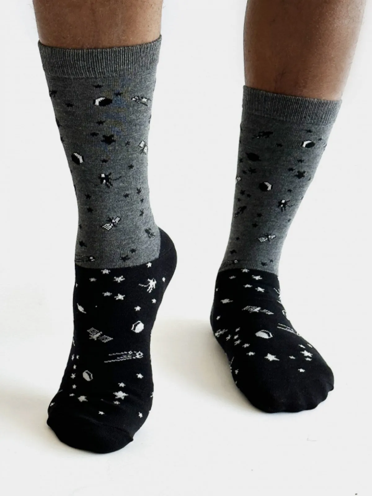 Cielo Space Colour Block Bamboo Socks - Grey