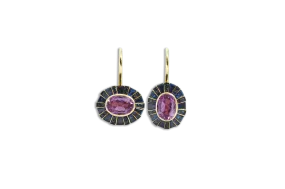 Classic 64 Twist Oval Purple Sapphire & Blue Sapphire Earrings