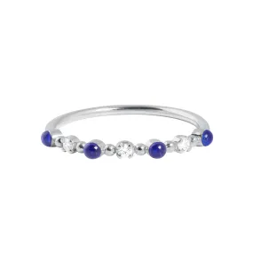 Classic Gigi 3 Diamond Lapis Ring, White Gold, Size 5.25