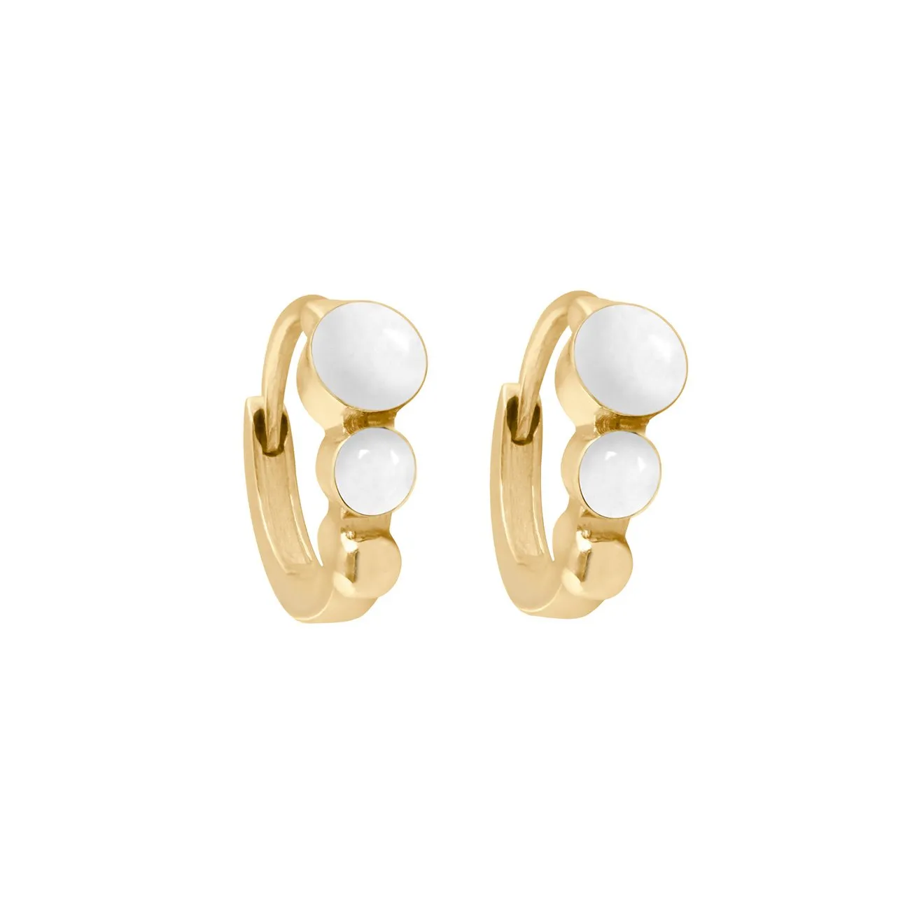 Classic Gigi White hoops, Yellow Gold