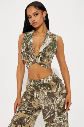 Come Find Me Camo Vest Top - Olive/combo