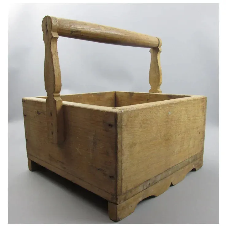 Continental Wooden Cutlery Box Trug Vintage c1950