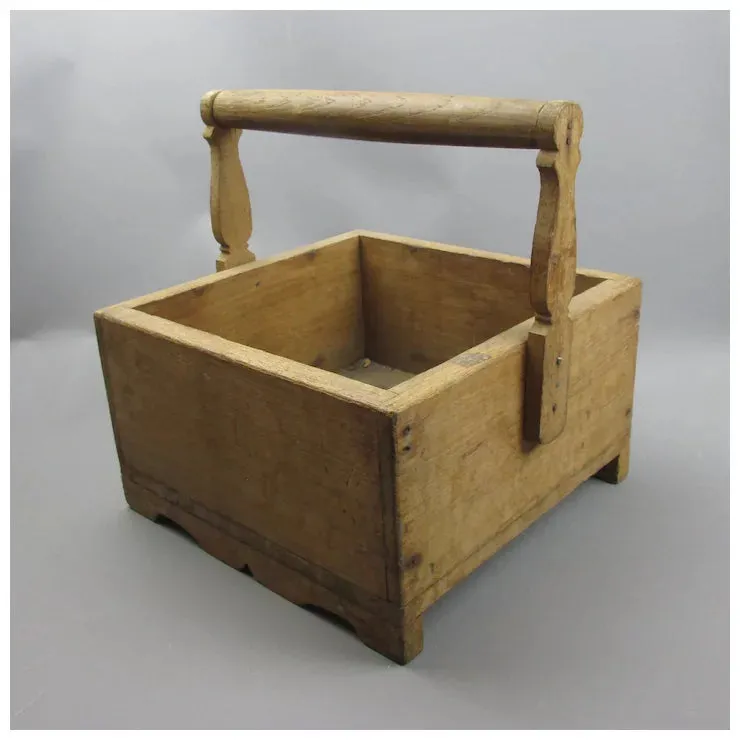 Continental Wooden Cutlery Box Trug Vintage c1950