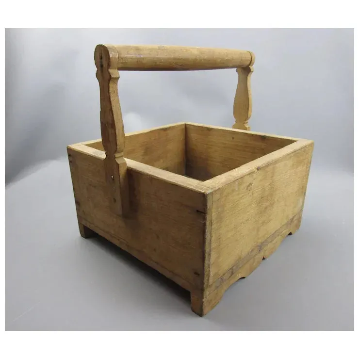 Continental Wooden Cutlery Box Trug Vintage c1950