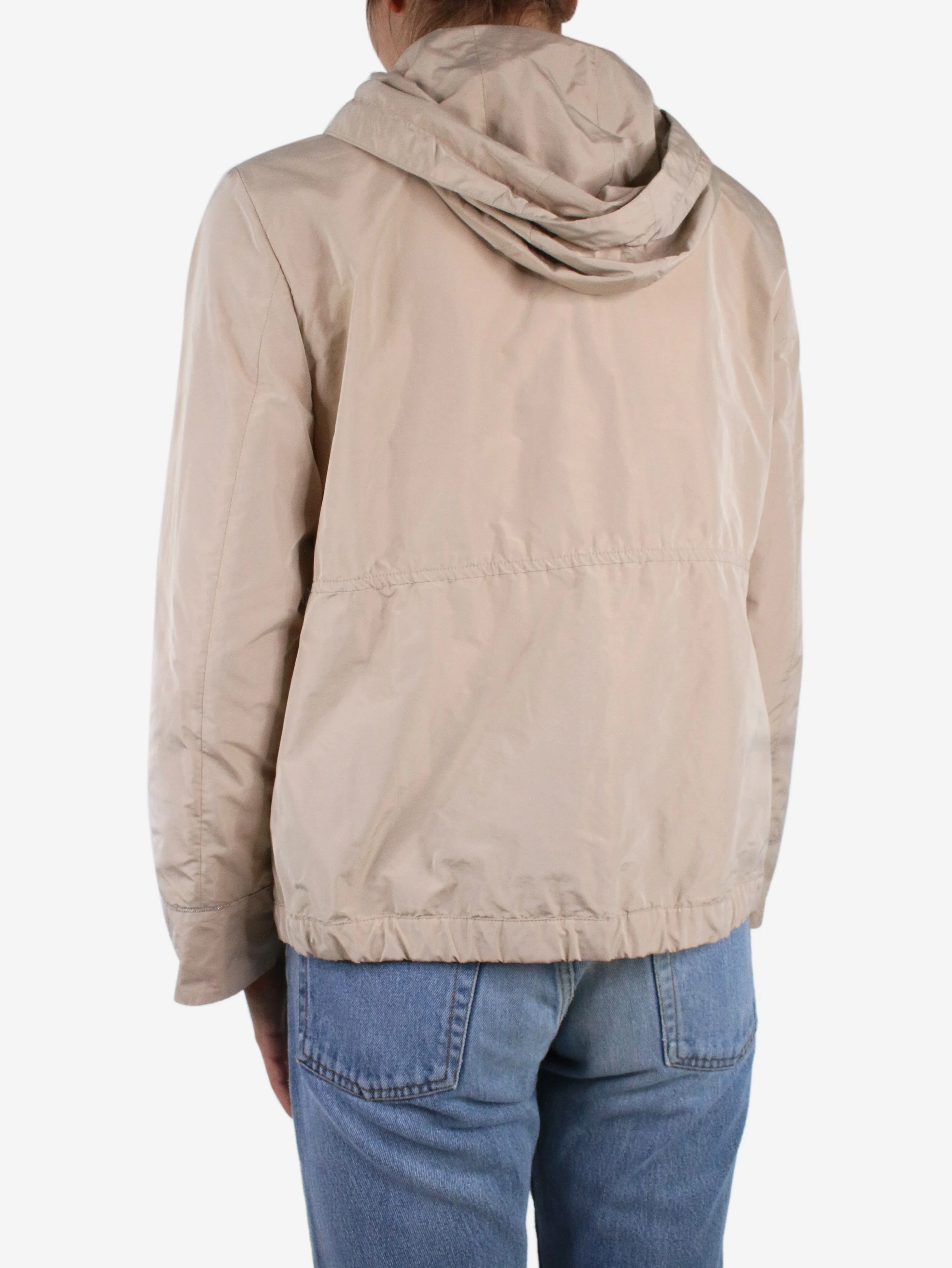 Cream hooded ultra light jacket - size UK 8