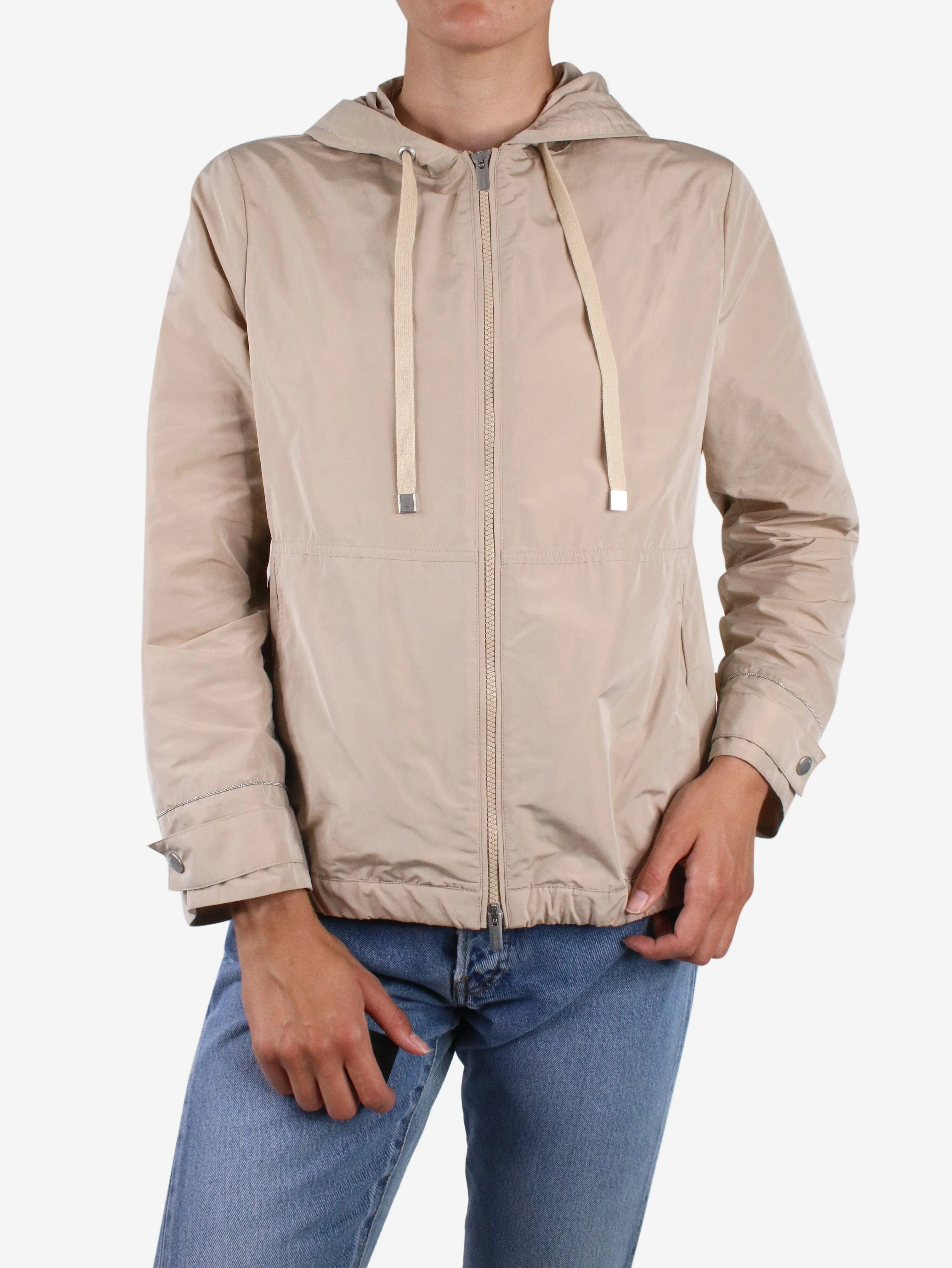 Cream hooded ultra light jacket - size UK 8