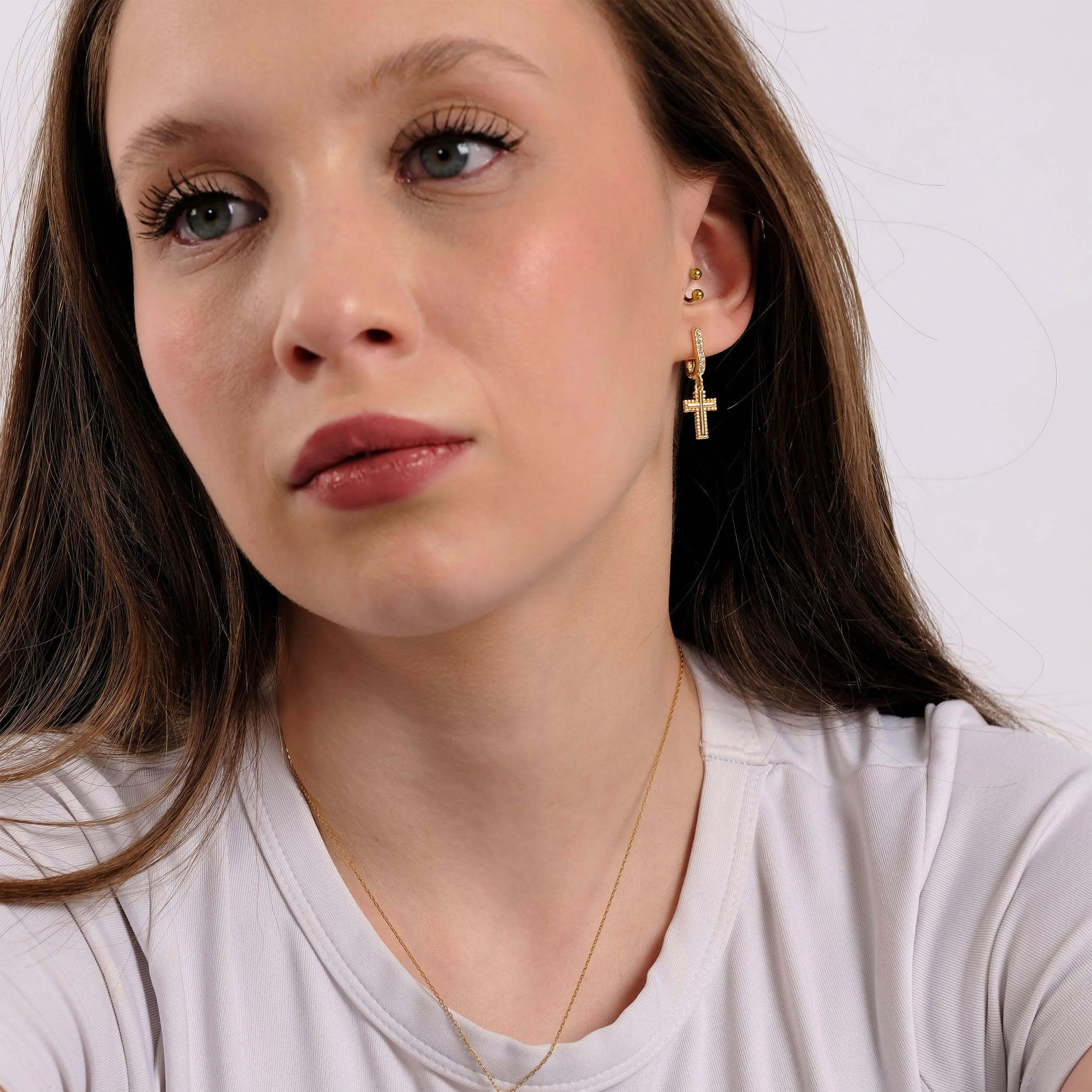 Cross Hoop Earrings | 18K Gold Vermeil