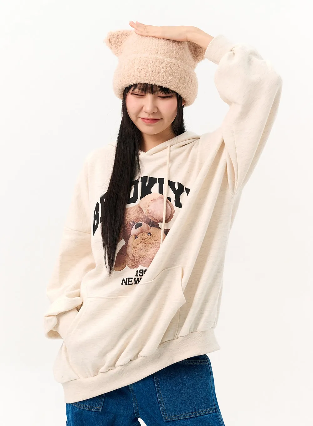 Cute Loose-Fit Graphic Hoodie IO317