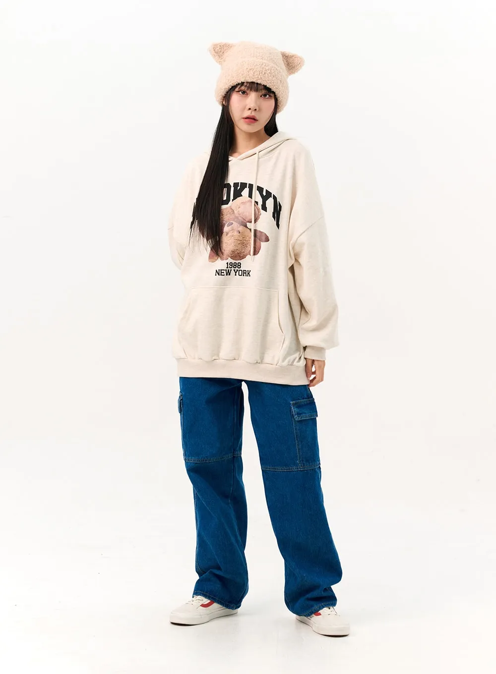 Cute Loose-Fit Graphic Hoodie IO317