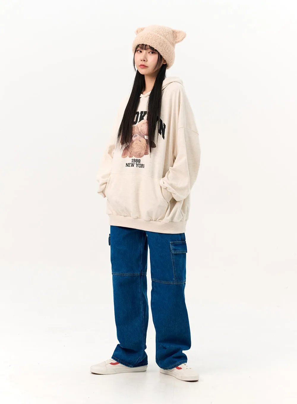 Cute Loose-Fit Graphic Hoodie IO317