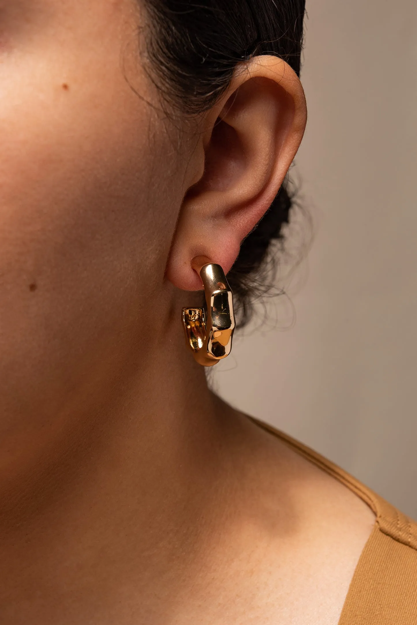 Daria Bamboo Metal Hoop Earrings