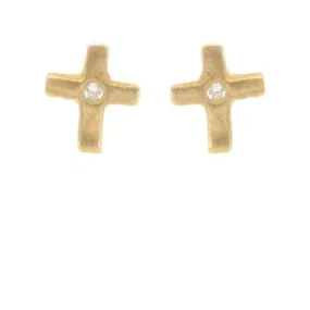 Diamond Cross Stud Earrings