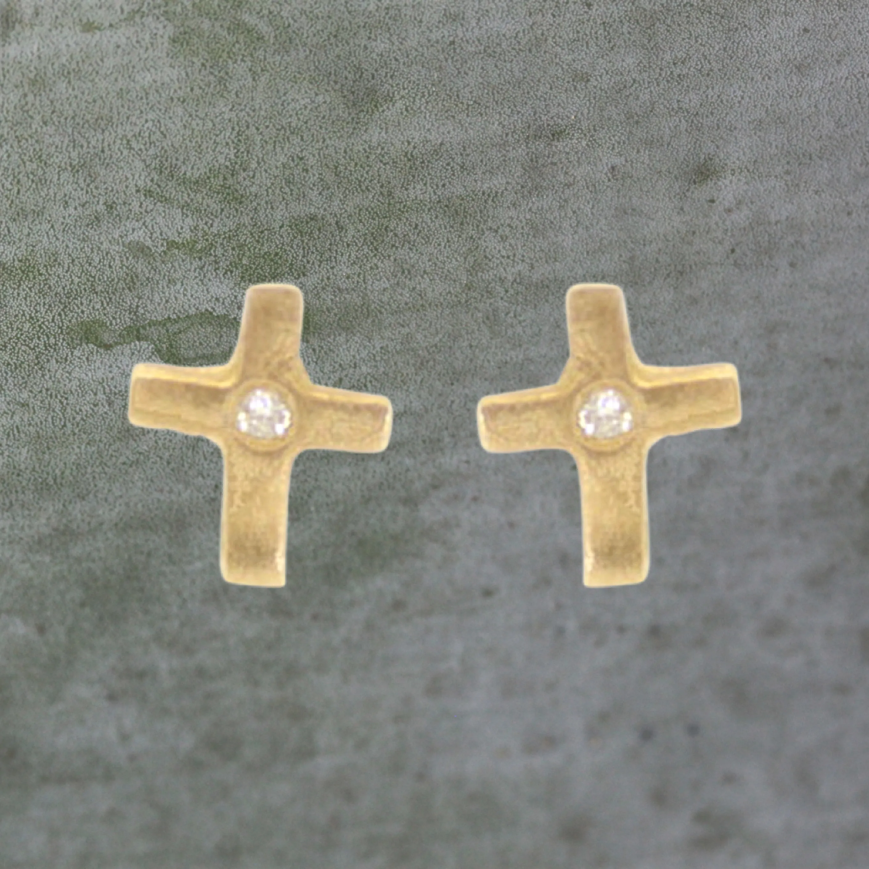 Diamond Cross Stud Earrings