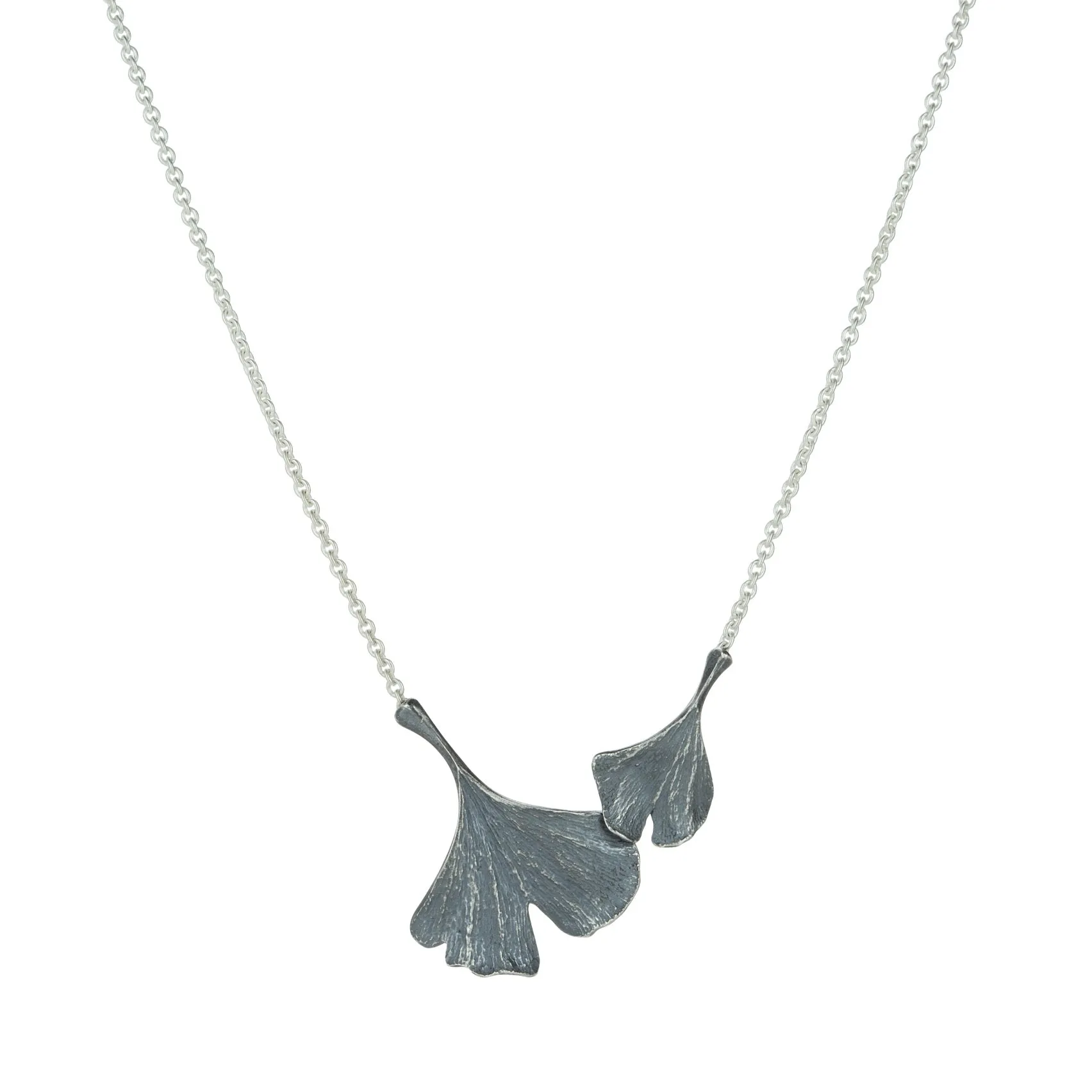 Double Ginkgo Pendant Necklace