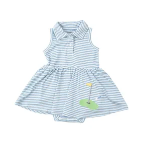 Dream Blue Stripe Golf Tank Bodysuit Dress by Angel Dear