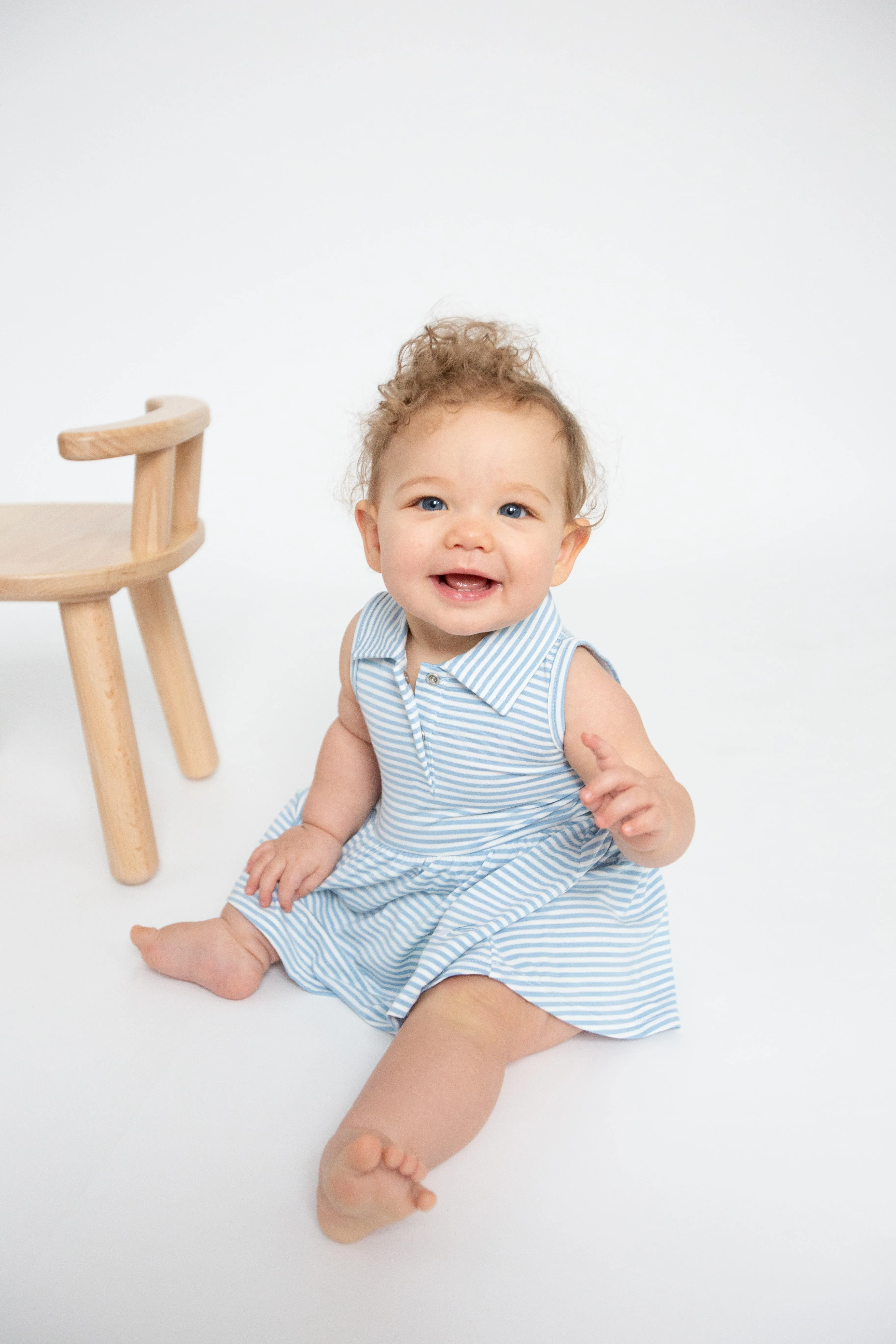 Dream Blue Stripe Golf Tank Bodysuit Dress by Angel Dear