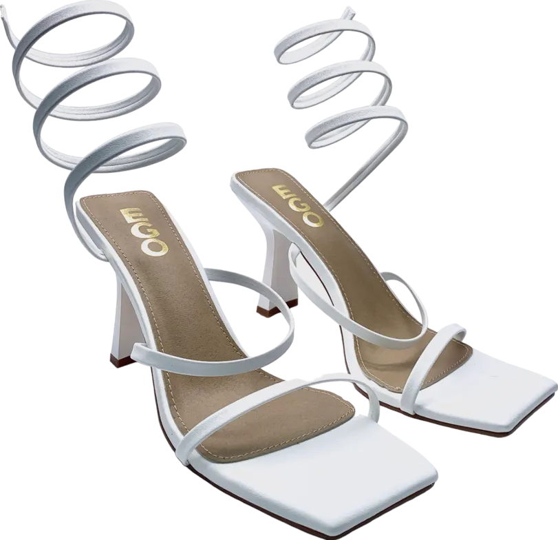 Ego White Wrap Around Heels UK 8 EU 41 👠